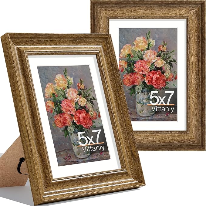 Vittanly 5x7 Picture Frames Set of 2, Ornate Vintage Photo Frame by Vittanly