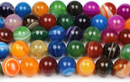 MJDCB Natural Multicolor Stripe Agate Beads Round Loose Beads - Image 3