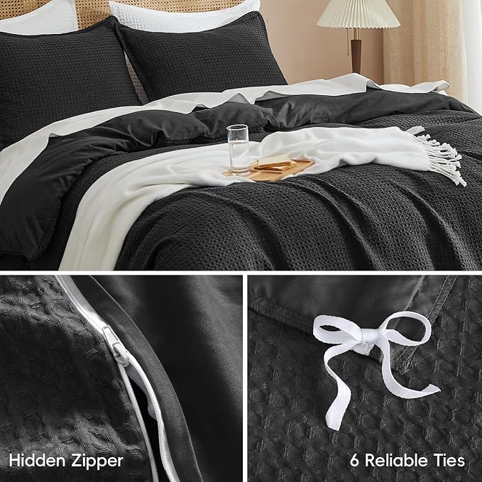 PHF Waffle Weave Duvet Cover Set Twin/Twin XL Size, No Snagging Ultra Soft - Image 5