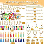 LOIKMIUP 440Pcs Keychain Making Kit, DIY Craft Supplies - Image 3