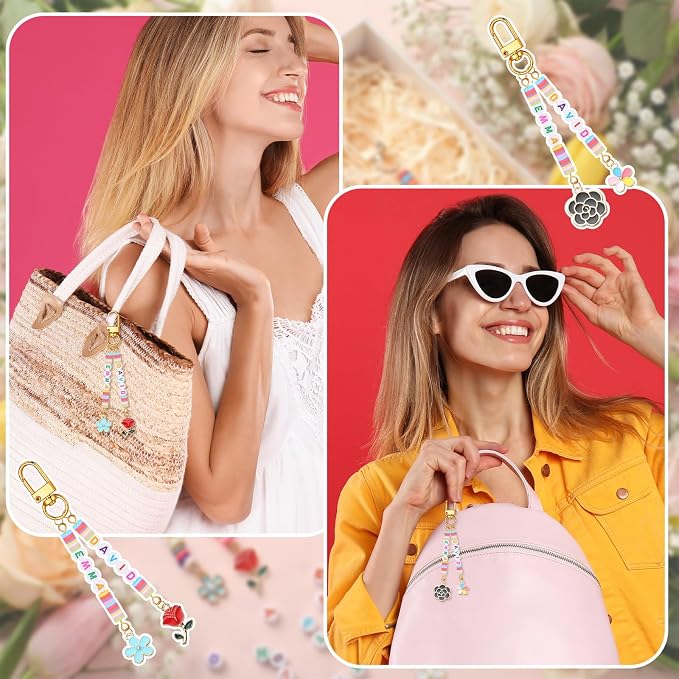 Tondiamo 2823 Pcs Bead Keychain DIY Craft Making Kit Bag Charms Key Ring - Image 5