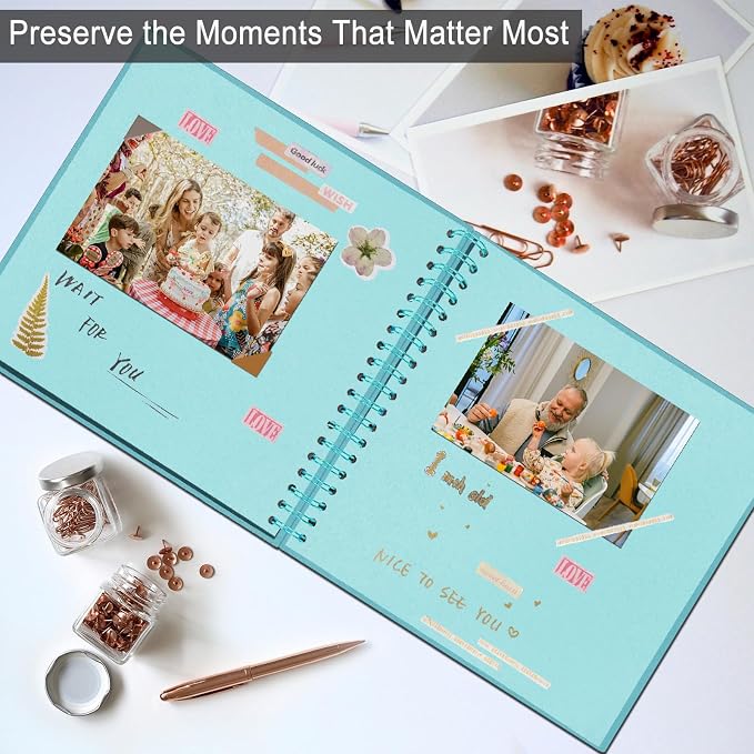 DIY Scrapbook Album 7x7 Inch, Hardcover Kraft Paper Scrap Book Photo Album - Image 4