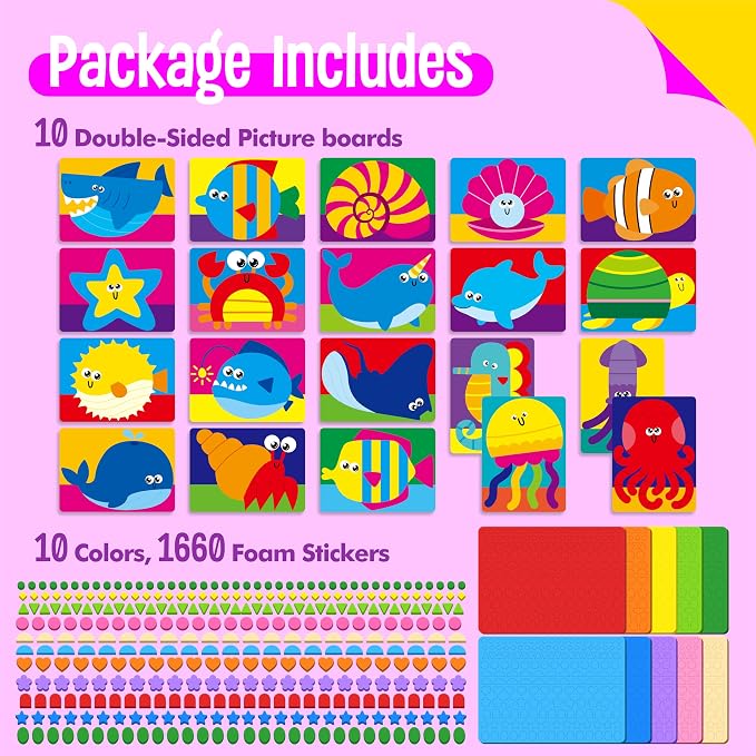 SpriteGru Foam Sticker Art Activity, 20 Marine Animals - Image 2