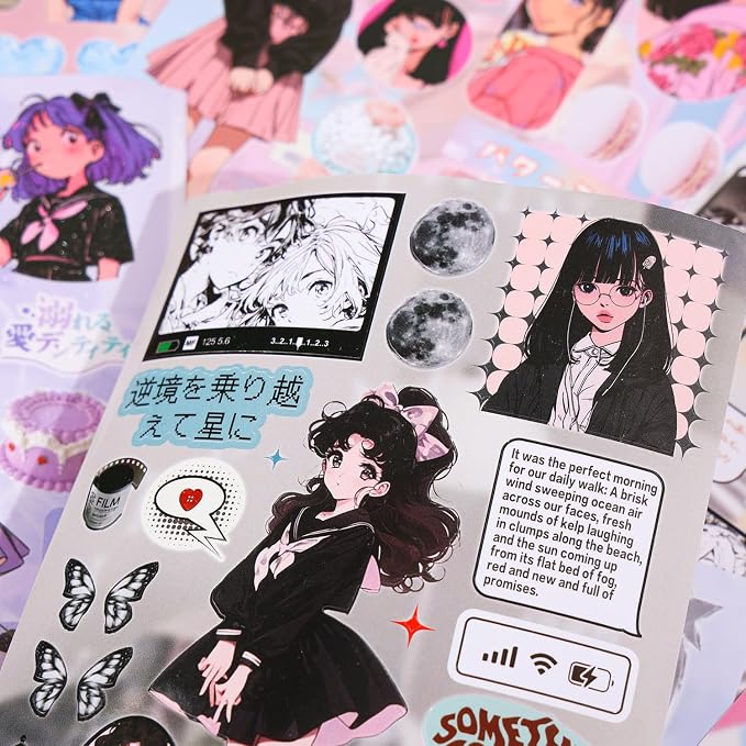 Girl's Japanese Retro Sticker Book, Anime Girl Theme - Image 4