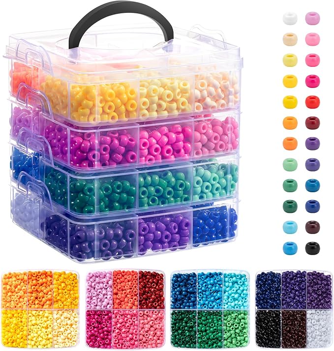 Simetufy 3600Pcs Pony Beads 24 Colors 6x9mm Kandi Beads by Simetufy