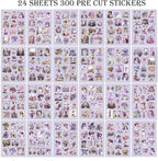 Vintage Ephemera Sticker 24 Sheets precut 300 washi Stickers Paper Girls - Image 3