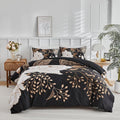 mixinni Black Floral Duvet Cover Twin XL Size, 3 Pieces Garden Style Botanical by mixinni