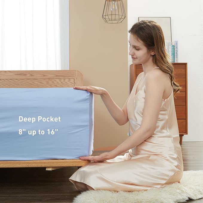 Sunflower Full Fitted Sheet, 1-Piece Deep Pocket Fitted Bottom Sheet 16" - Image 3