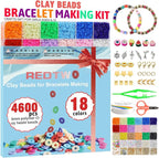 Redtwo 5100 Clay Beads Bracelet Making Kit, Flat Preppy Beads - Image 2