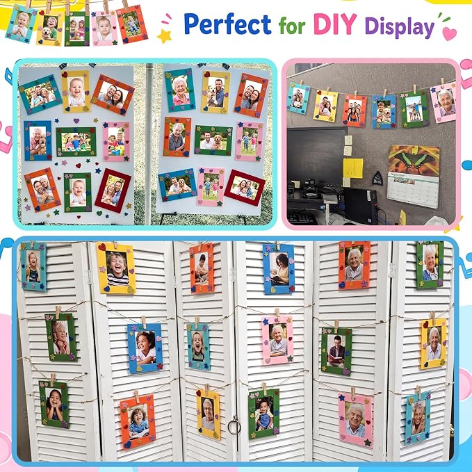 Jetec 24 Pieces Colorful Felt Photo Frames Holiday Picture Frames and 50 Pieces - Image 4