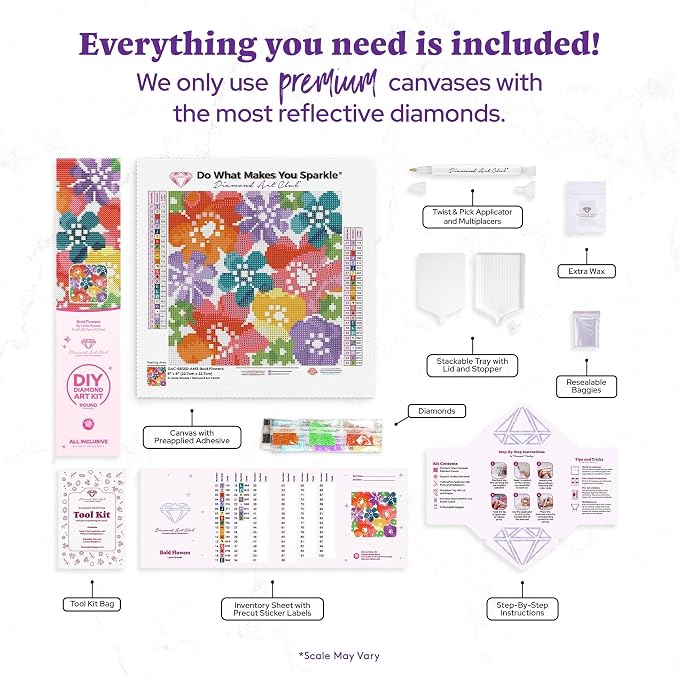 DIAMOND ART CLUB Bold Flowers Diamond Painting Kit, Fun DIY Crafts - Image 3