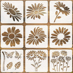 9pcs Large Flower Stencils for Painting on Wall Dasiy Flower Stencils for by beinkmake