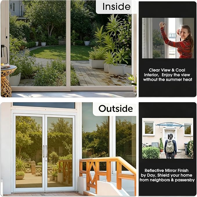 Coavas Window Privacy Film Daytime See Out Not in, 91% UV Blocking Heat Control - Image 4