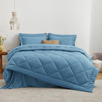 Love's cabin California King Comforter Set Misty Blue, 7 Pieces California King - Image 2