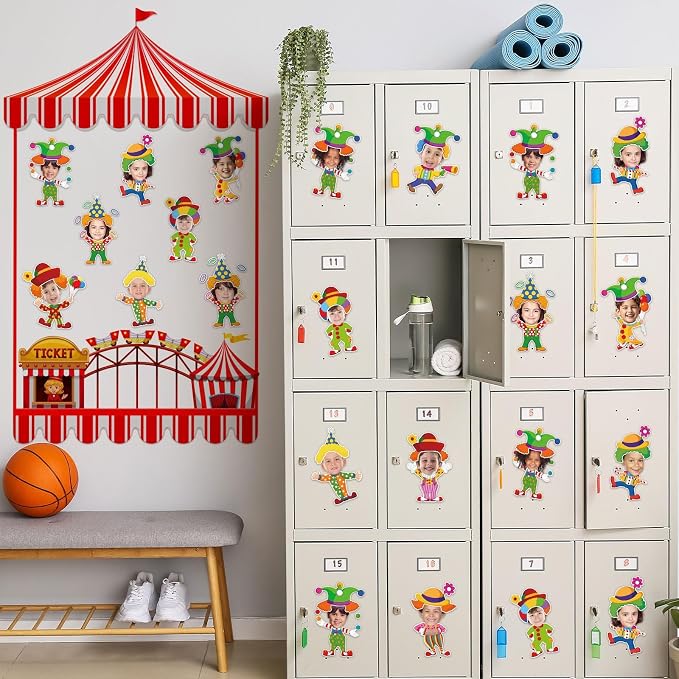 60pcs Circus Theme Cutouts Clown Juggling Bulletin Board Decorations Carnival - Image 6