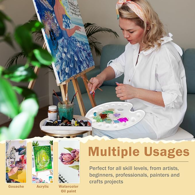 DUGATO 14-Well Oval Paint Palette, 14 x 10.5 in | Lightweight Plastic Tray - Image 5