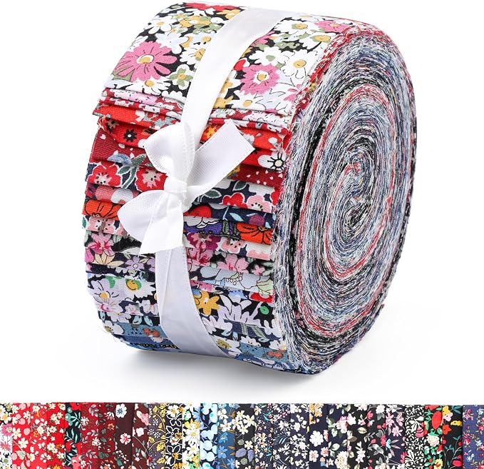 45PCS Fabric Jelly Rolls, Jelly Roll Fabric Strips by Ftyiwu