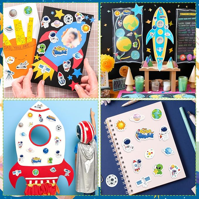 300Pcs Outer Space Foam Stickers, Funny Solar System Planet Sticker - Image 6