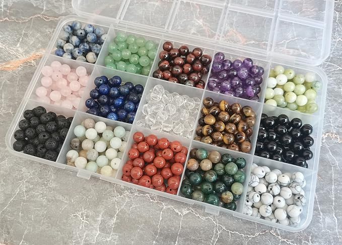 750pcs 6mm Natural Stone Beads Crystal Bracelet Jewelry Making Kit, 15C | - Image 4