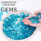 50PCS Mini Glass Gems, Sea Blue Mancala Stones Flat Bottom Marble Beads - Image 2