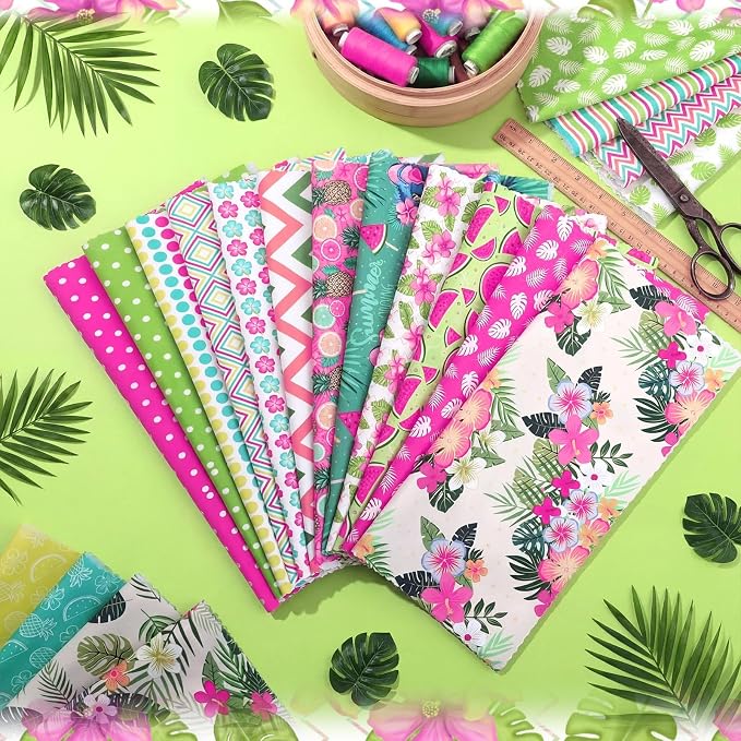 HunnmingRe 20 Pcs 10''x10'' Summer Tropical Quilting Fabric Square Pineapple - Image 4