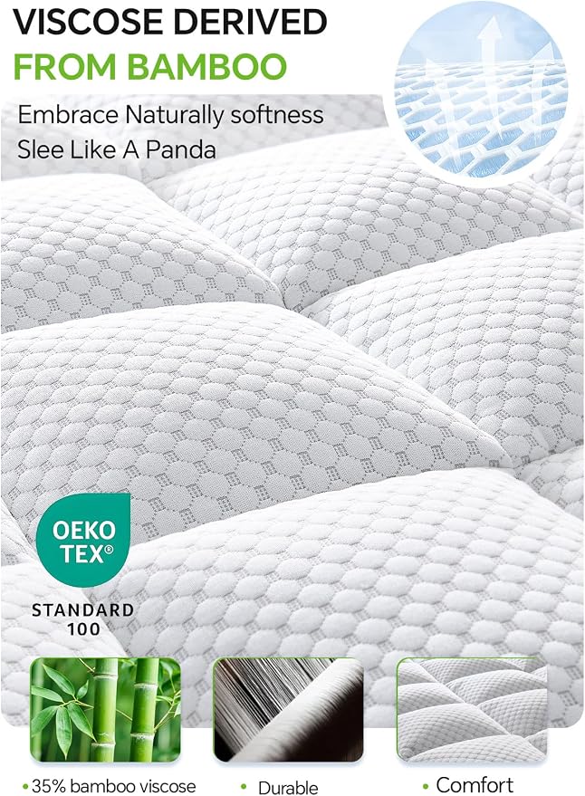 BEDELITE Twin Mattress Topper 3 Inch Thick Mattress Pad, Plush Pillow Top Bed - Image 2
