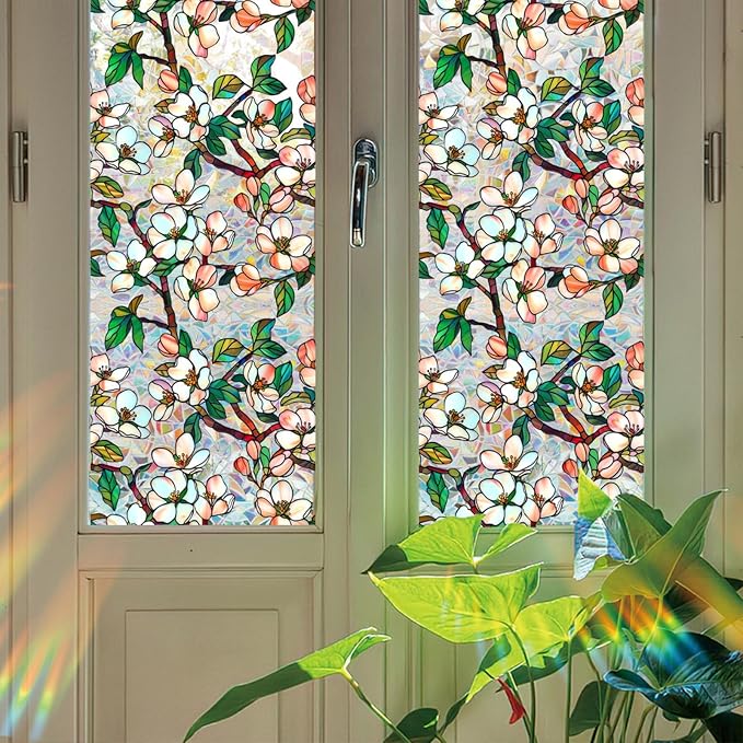 Stained Glass Window Film UV Resistant Window Privacy Film Petal Privacy by Aomkmi