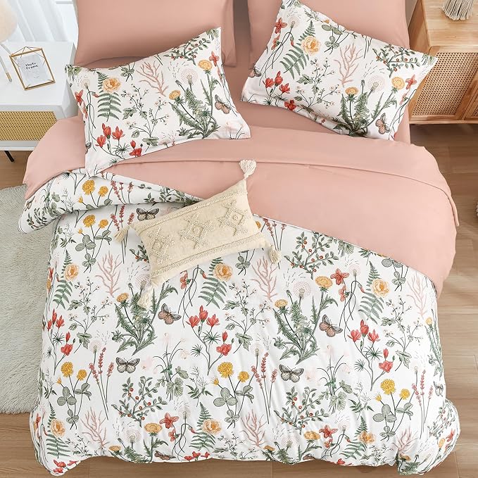 Yiran 7 Piece Floral Comforter Set Queen Size, Botanical Bed in a Bag - Image 3