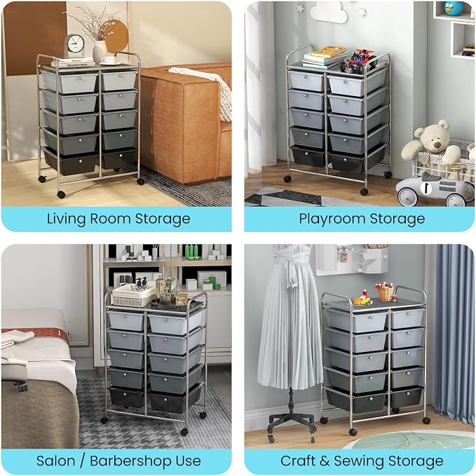 Giantex 10 Drawers Rolling Cart, Classroom Organizers, Storage Cart - Image 8