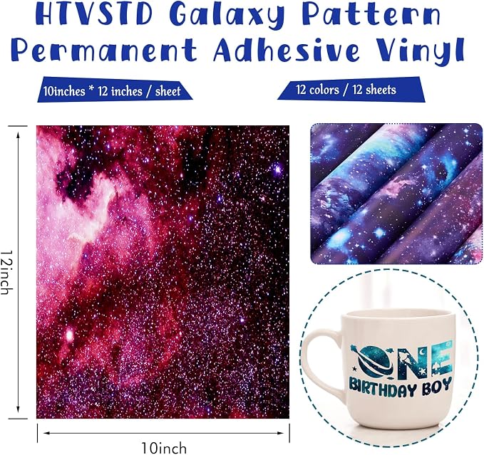 Night Galaxy Starry Permanent Adhesive Vinyl 12 Sheets 12'' x 10'' | Celestial - Image 2