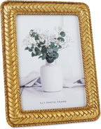 Cuspin 5x7 Gold Picture Frame, Ornate Decorative Rattan Resin Photo Frame - Image 8