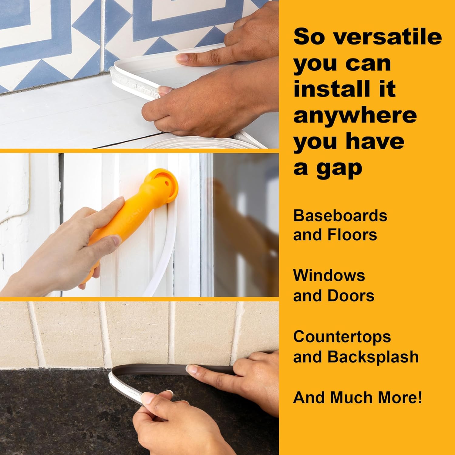 InstaTrim Bronze New & Improved Caulk Trim, 3/4" by 10 ft, Flexible, Water-Resistant for Bathroom, Floors, and Walls | Easy Installation | No Mess, Stain Resistant, Made in The USA