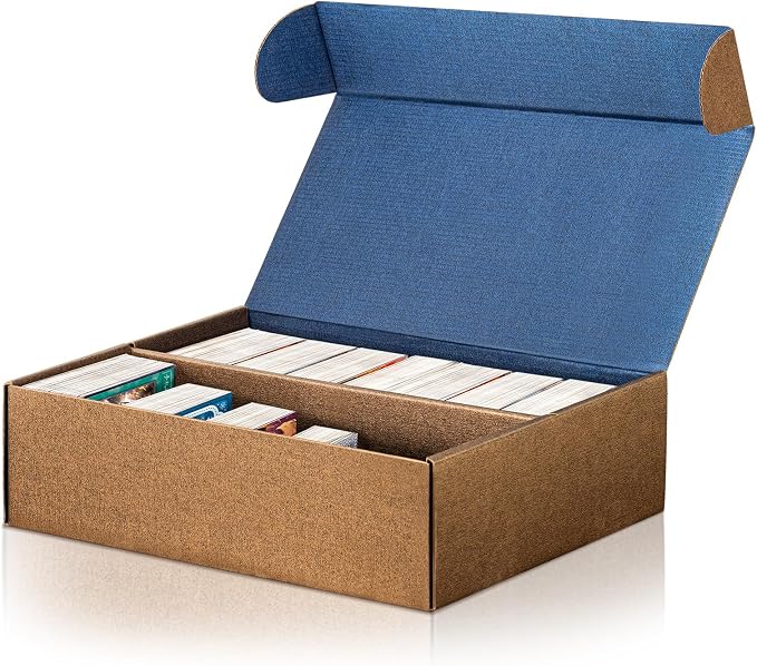 Card Storage Box, Reversible Blue Gold Trading Card Organizer by QUEENLINK