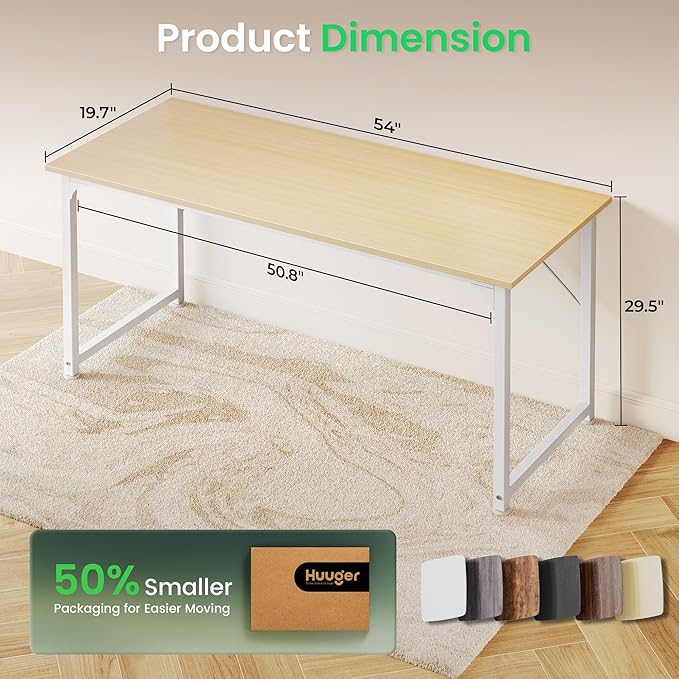Huuger Computer Desk, 54 Inch Office Desk, Gaming Desk - Image 2