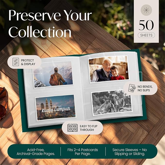 Postcard Album Book for Collecting, Sleeves Included, Post Card Album Holder - Image 3