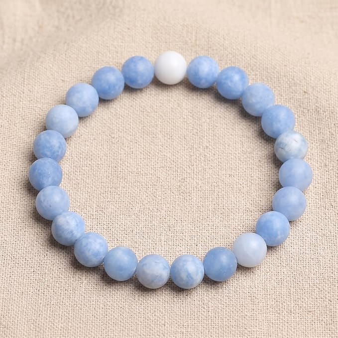 60pcs Natural Matte Light Blue Gemstone Beads，6mm Frosted Round Loose Stone - Image 4