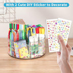Acrylic Pen Holder with 2 Adhesive DIY Stickers, Desk Organizer Marker Holder - Image 2