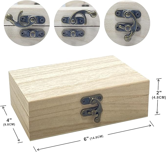 Cregugua 8 Pack 6 X 4 X 2 Inch Unfinished Wooden Box - Image 2