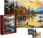 Puzzles for Adults 1000 Pieces, 2 Pack Lake Cabin and Moonlight Jigsaw Puzzles by pixlora