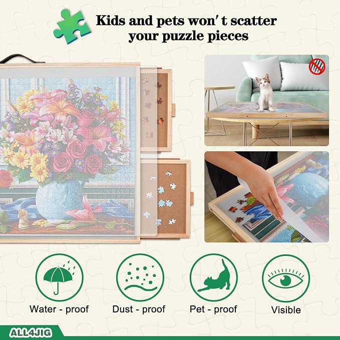 ALL4JIG 1000 Pieces 2-in-1 Tilting & Rotating Puzzle Board, 30.16" x - Image 6