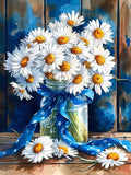 MjhRcll Daisy Stamped Cross Stitch Kits, Flowers Cross Stitch Ornament Kits by MjhRcll