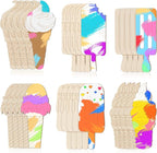Chunful 120 Pieces Ice Cream Wood Cutouts Crafts Bulk Color Your Own Ice Cream by Chunful