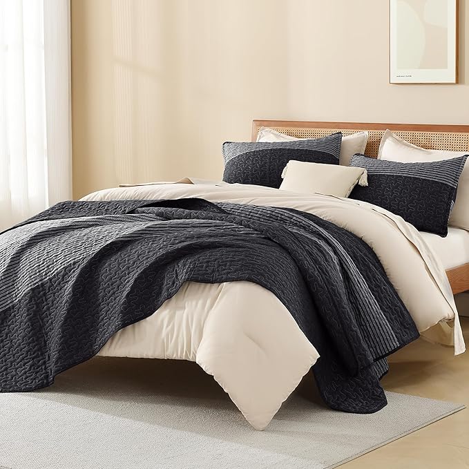 Litanika Quilt Queen Size Black, Soft Lightweight Polyester Comforter Bedding - Image 5