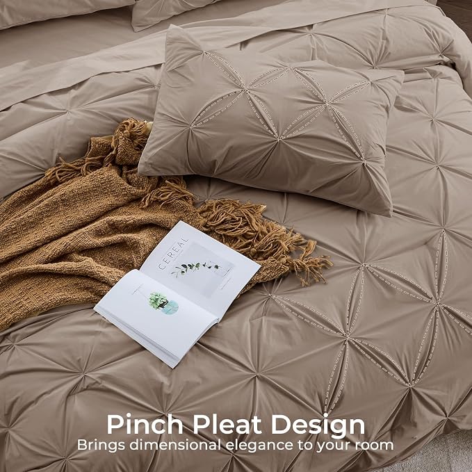Sasttie California King Comforter Set, 7-Piece Bed in a Bag, Pintuck Bedding - Image 4