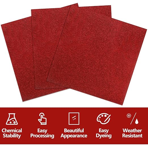 3 Pcs Glitter Red Glossy Acrylic Sheets, 7.87 x 7.87 x 1/10 Inch Laser Cutting - Image 4