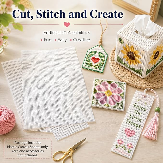 YOUNTHYE 15 PCS 10 Count Plastic Canvas Sheets, 10.2 x 13.2 Inch Plastic Mesh - Image 5