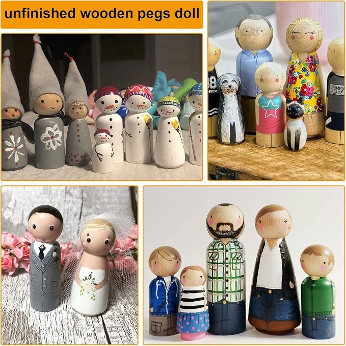 JMIATRY 100PCS Wooden Peg People Wooden Peg Dolls Unfinished Wooden People | - Image 4