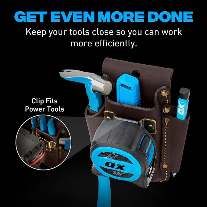 OX Tools Leather Tool Holsters & Pouches – Hammer, Tape Measure, Utility & - Image 4