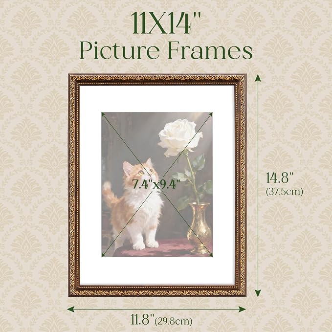 TWING 11x14 Picture Frame, Ornate Vintage 11x14 Photo Frame, 1 Pack | Vintage - Image 2