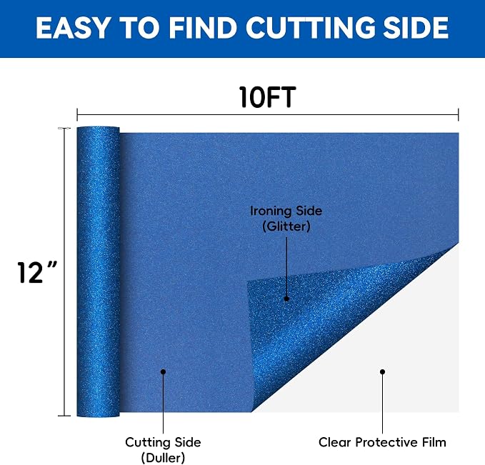 Aoder Blue Glitter Heat Transfer Vinyl - Image 2